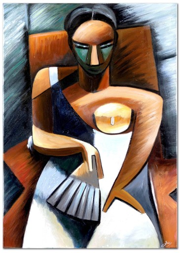 Obraz ręcznie malowany Pablo Picasso Kobieta z wachlarzem 50x70