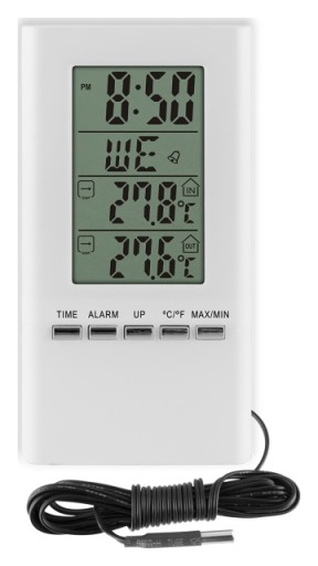 Termometr z zegarem biały Biowin 172802