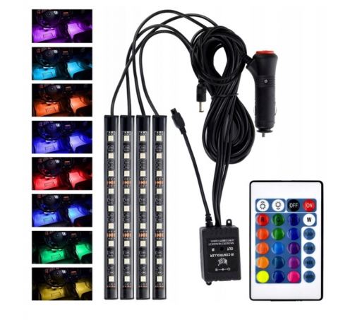 OŚWIETLENIE WNĘTRZA SAMOCHODU AUTA KABINY LED RGB