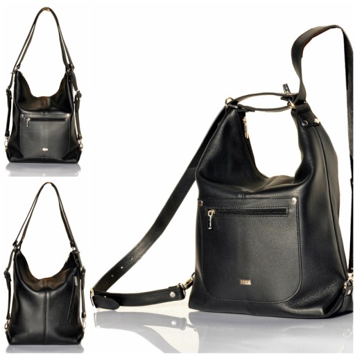 SKÓRZANY PLECAK TORBA DAMSKA 2W1 WOREK SHOPPER A4