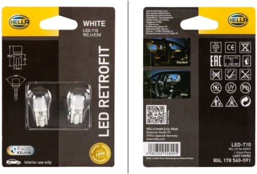 ŻARÓWKA LEDRETROFIT W5W W2.1X9.5D 4000K 2SZT
