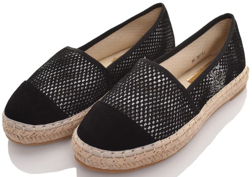 WYGODNE ESPADRYLE DAMSKIE NA LATO CZARNE WAKACJE