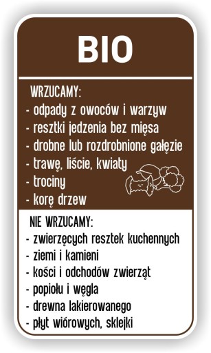 NAKLEJKA NA KOSZ duża BIO segregacja śmieci 30cm