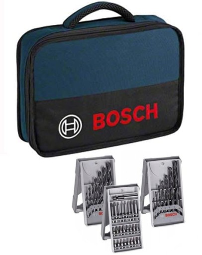 BOSCH torba do GSR GSB 12V-15 12V-30 + bity, wiertła do stali i drewna
