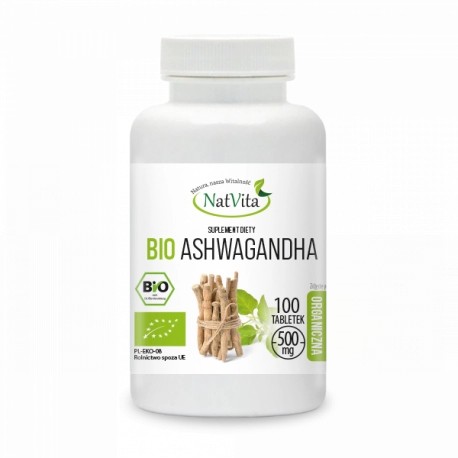 Bio Ashwagandha 100 szt. STRES SERCE LIBIDO KONCENTRACJA