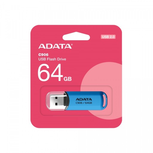 ADATA C906 64GB USB Flash Drive, Blue ADATA