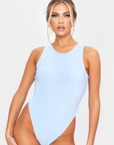 PRETTYLITTLETHING 10Q NIEBIESKIE GŁADKIE BODY XS