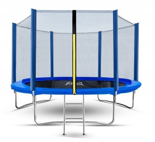 TRAMPOLINA OGORODOWA F-STAR DLA DZIECI 254CM 8FT BLUE SIATKA Z. + DRABINKA