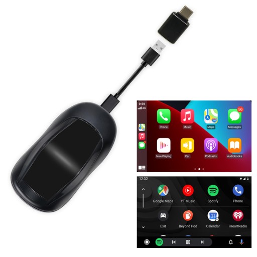 VW SAMOCHODOWE ADAPTER CARPLAY ANDROID AUTO APPLE MODUŁ BEZPRZEWODOWY CZARN