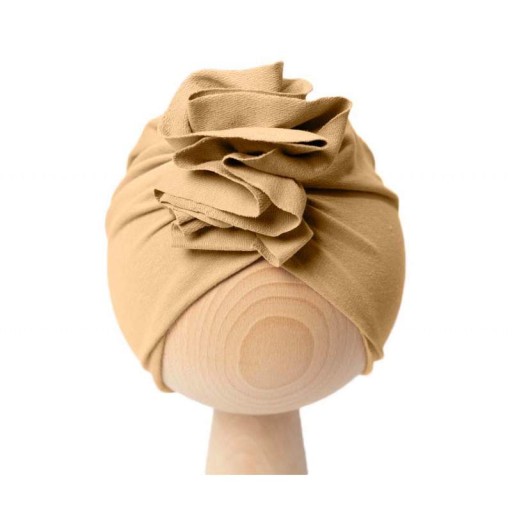 Czapka niemowlęca TURBAN marszczony beż CHRZEST wiosna lato jesień 44-48