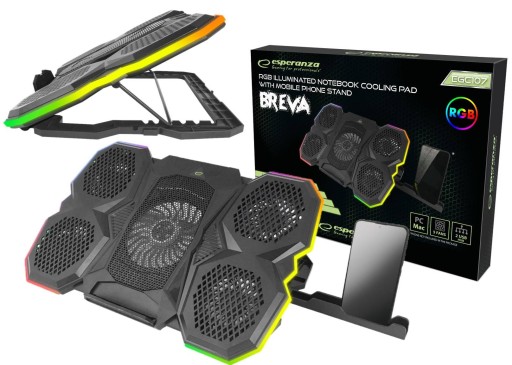 PODSTAWKA PODKŁADKA CHŁODZĄCA POD LAPTOPA LED RGB