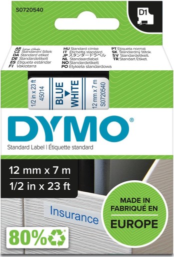 DYMO ETYKIETA TAŚMA D1 12mm Biała S0720540 45014