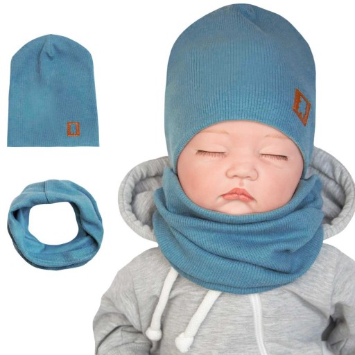 CZAPKA KOMIN komplet noworodek wiosna/jesień 36-38
