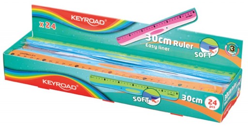 LINIJKA Z UCHWYTEM KEYROAD SOFT GRIP 30CM MIX