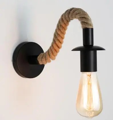 Sznurek z konopi w stylu Vintage kinkiet lampa ś
