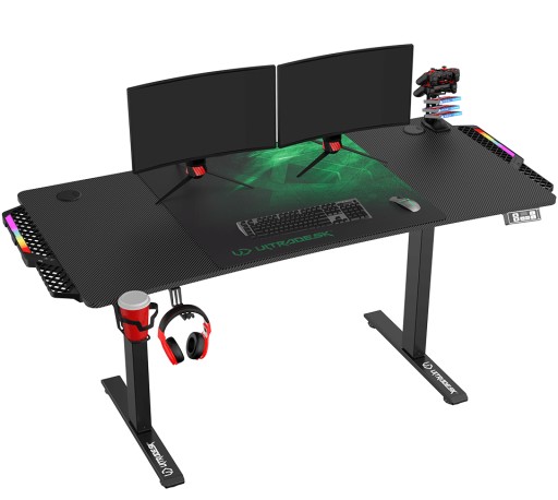 Biurko elektryczne gamingowe RGB 156cm Zielone