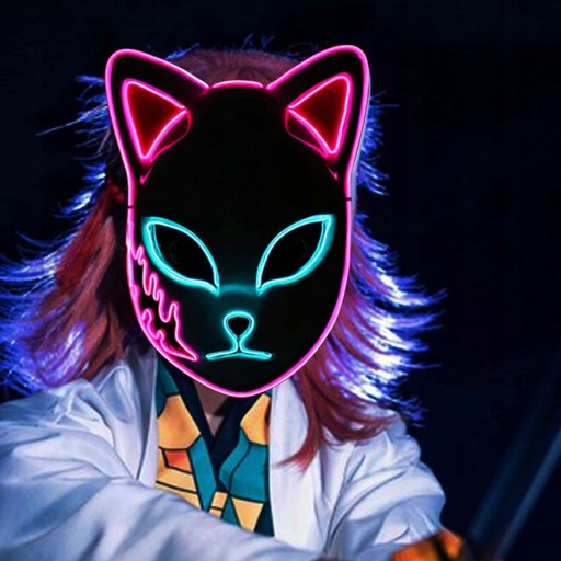 LED Anime Cosplay Demon Slayer Maska