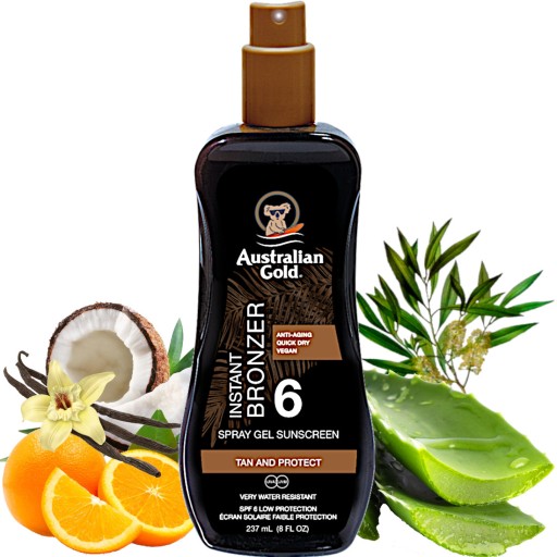 AUSTRALIAN GOLD ŻEL DO OPALANIA OCHRONNY SPF 6 SPRAY z bronzerem