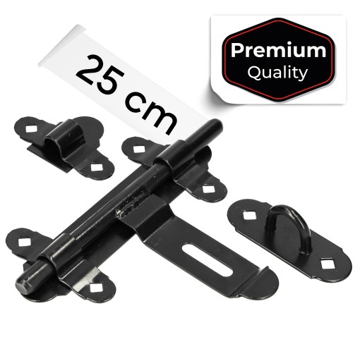 Zasuwa bramowa GARAŻOWA 250 mm czarna na kłódkę