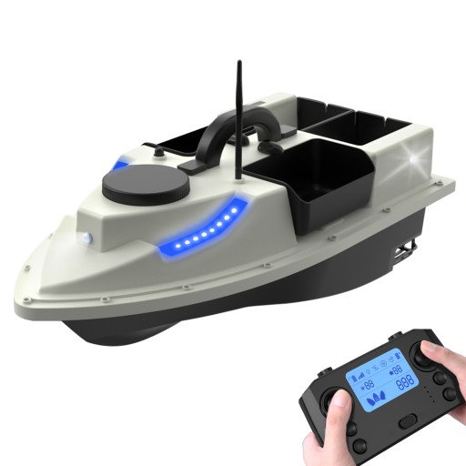 GPS BAIT BOAT D19 500M LED RC BOAT with 4 containers 2KG 12000mAh