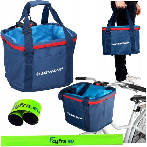 Torba rowerowa KOSZYK na zakupy kierownicę DUNLOP + odblask