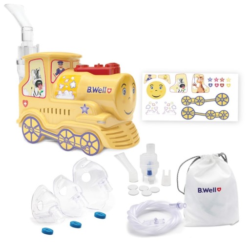 INHALATOR NEBULIZATOR TŁOKOWY B.WELL DLA DZIECI I DOROSŁYCH TRZY MASKI
