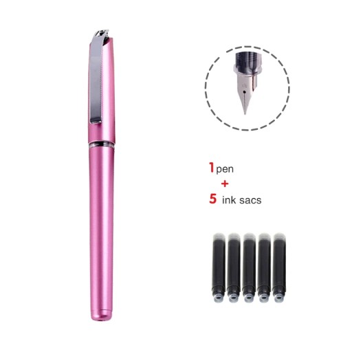 1 Pen 5 Ink Sacs Simple Color Pen Student Calligraphy Practice Pen