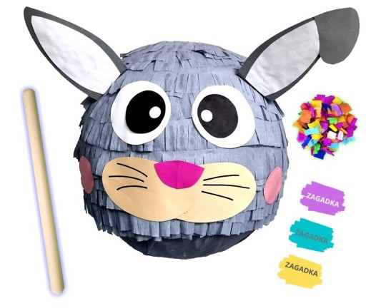 PINIATA KRÓLIK SZARY DUŻA NA URODZINY PINATA