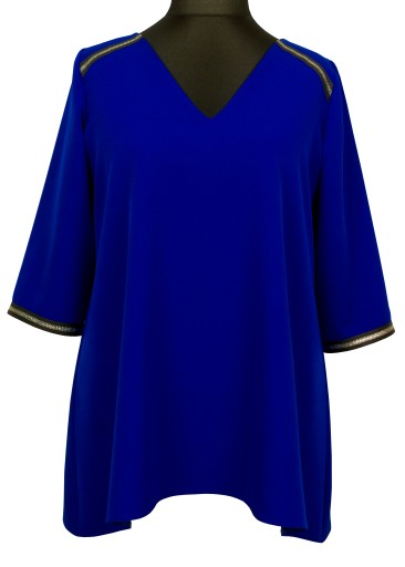 Bluzka damska tunika luźna chabrowa plus size 56