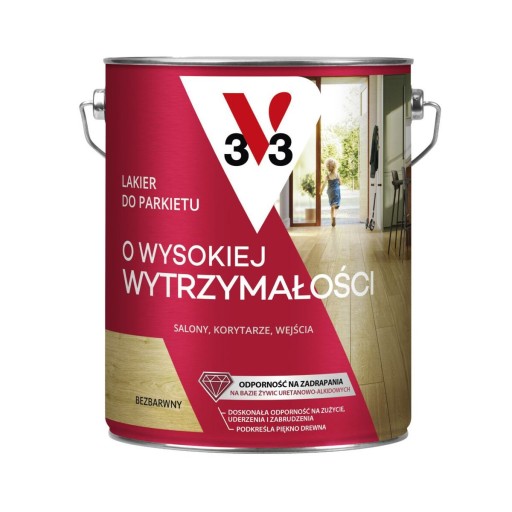 V33 LAKIER DO PARKIETU O WYSOKIEJ WYTRZYMAŁOŚCI 5l SATYNA