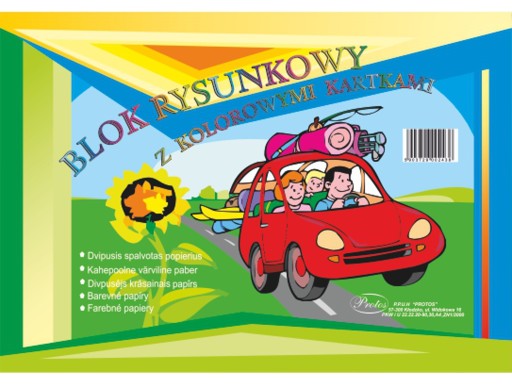BLOK RYSUNKOWY KOLOROWY SZKOLNY A4 16 STRON PROTOS