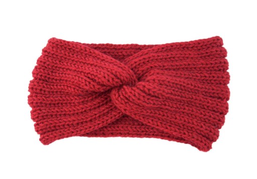 Opaska ciepła zimowa węzeł turban czerwona