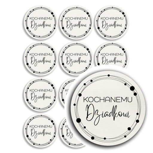 24x naklejki na dzień dziadka, Kochanemu Dziadkowi, z papieru ecru 35mm