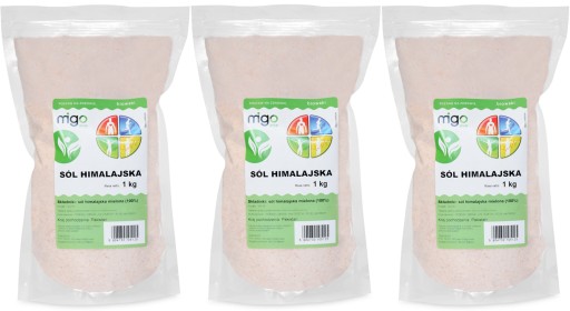 ZESTAW x3 SÓL HIMALAJSKA Drobna, Różowa 1Kg - MIGO