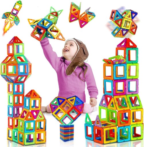 ZESTAW DUŻE KLOCKI MAGNETYCZNE KONSTRUKCYJNE 3D PANELE MAGNETIC TILES 104x