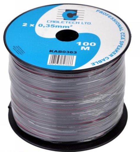 Przewód kabel głośnikowy 2 x 0.35mm czarny 1m/b