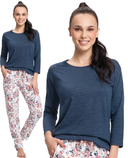 BAWEŁNIANA PIŻAMA DAMSKA DŁ. RĘKAW LUNA 645 [XL]