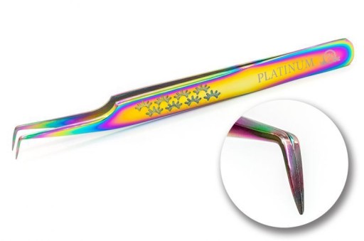 Pęseta do przedłużania rzęs ET15 ze wzorem PLATINUM multicolor