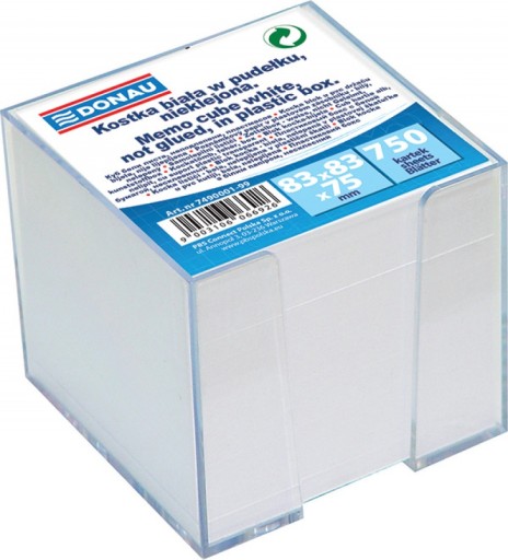 Kostka nieklejona w pudełku 92x92x82mm biała