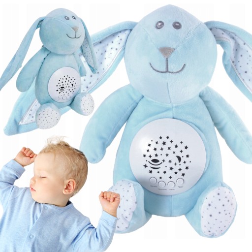 KRÓLIK SZUMIŚ USYPIACZ PRZYTULANKA LAMPKA NOCNA PROJEKTOR 2w1 10 KOŁYSANEK