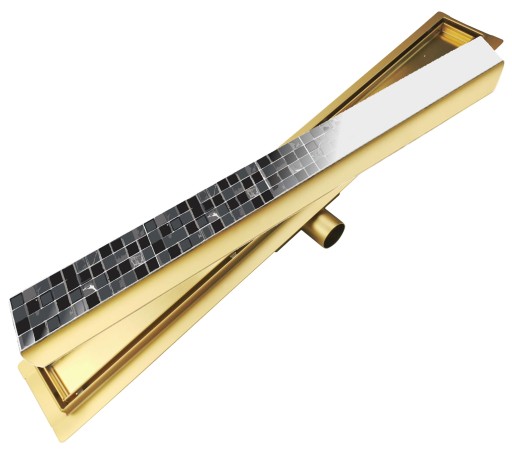 ZŁOTY ODPŁYW LINIOWY 90 CM 2w1 NISKI SYFON