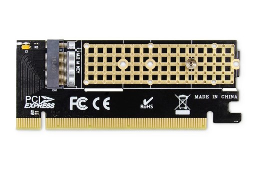 kontroler dla SSD M.2 NVMe lub SATA na PCIe x16