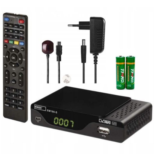 Tuner dekoder DVB-T2 H.265 HEVC EMOS J6014 EM190-S