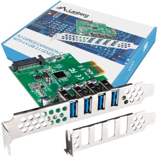 Karta PCI Express LANBERG USB 3.1 4-port + śledź