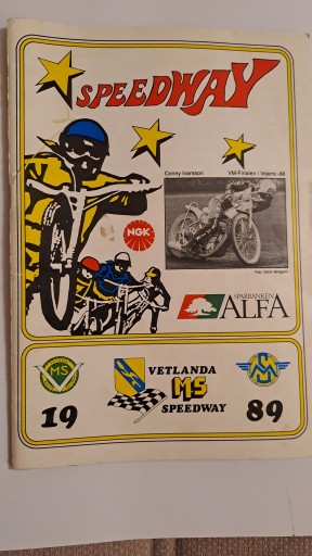 VETLANDA MS SPEDWAY SEZON 1989 PROGRAM ŻUŻLOWY CZYSTY