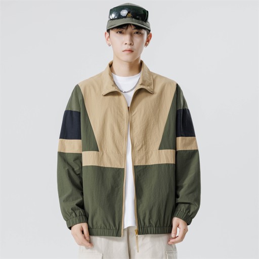 Mens Reflective Striped Jacket Zipper Up Varsity J