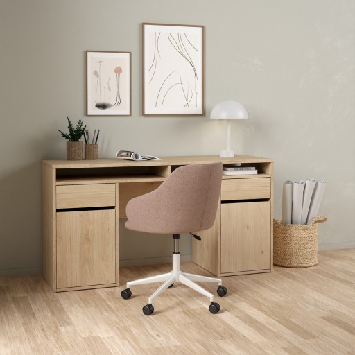 Biurko z szufladami półka drzwi 149 x 48 x 77 cm Function jackson hickory