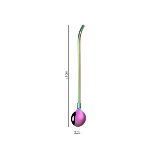 Reusable Multicolor Tea Scoop Stirring Drinking Spoon Stainless Steel