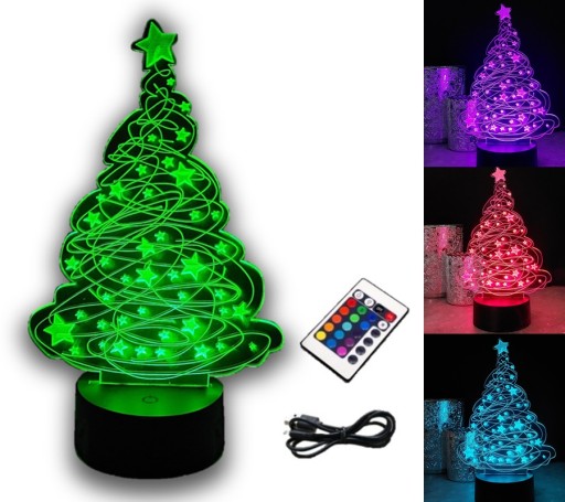 OZDOBA ŚWIĄTECZNA CHOINKA 3D LED KOLORY RGB PILOT