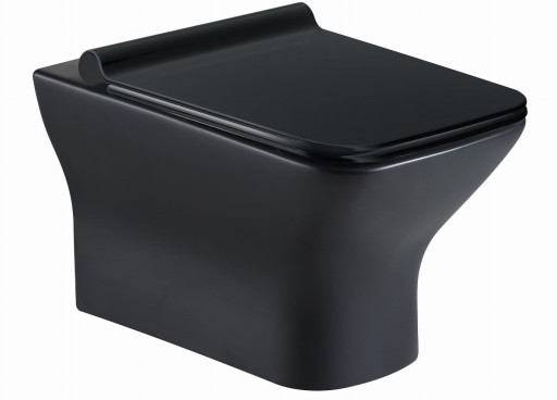 MISKA WC wisząca RIMLESS czarna BEZKOŁNIERZOWA DESKA wolnoopadająca TWARDA